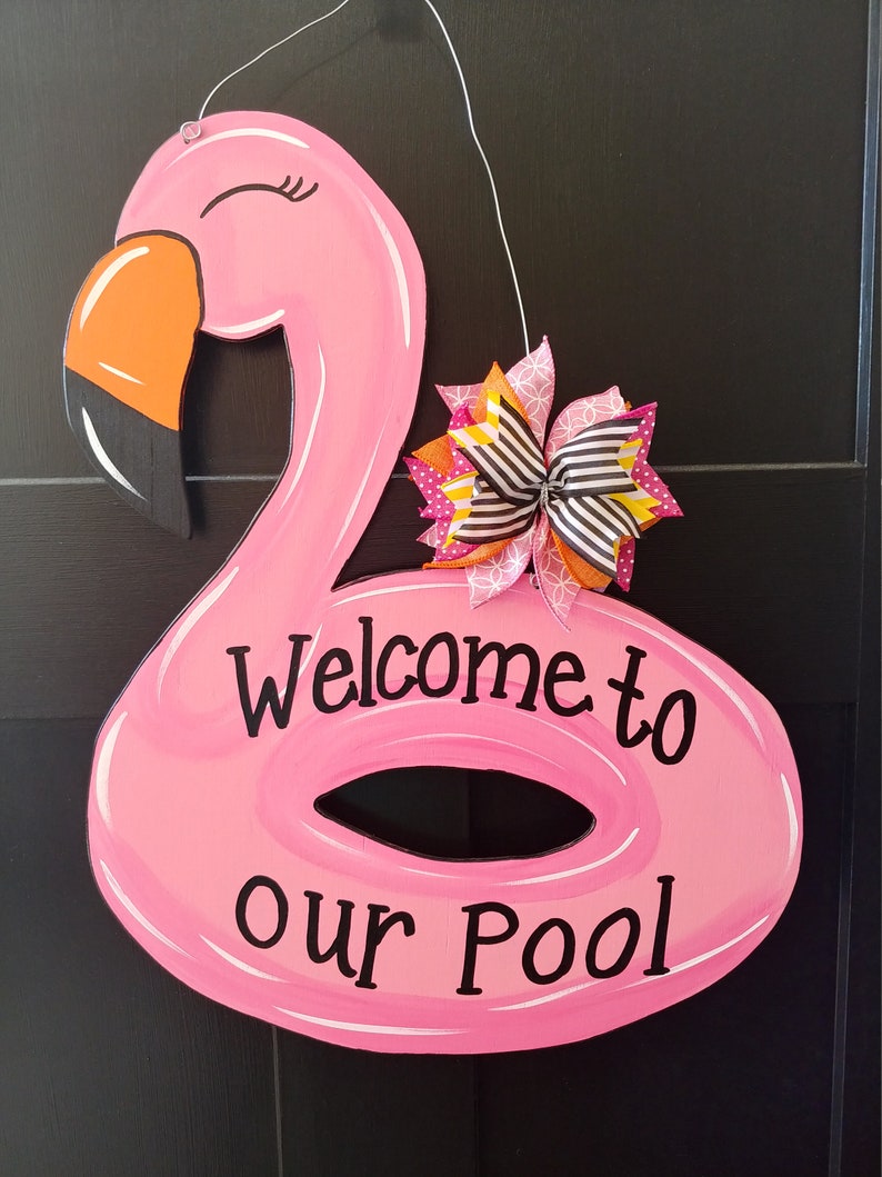 Flamingo Pool Float Door Hanger | Etsy