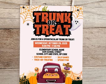 Editable Trunk or Treat Flyer: Halloween Fall Festival Poster (Digital Download)