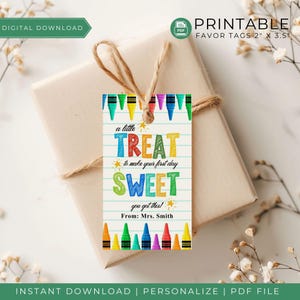 Une petite gâterie pour embellir votre premier jour - Étiquettes cadeaux personnalisées pour la rentrée