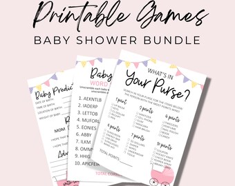 Baby Shower Printable Baby Game Package, Baby Party Games, Baby Shower Games, Baby Shower Bundle, Shower Games