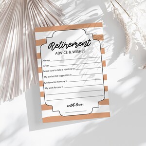 Tarjeta con consejos y deseos de jubilación / Actividad imprimible para fiesta de jubilación / Descarga instantánea de recuerdos para que los invitados compartan recuerdos y consejos