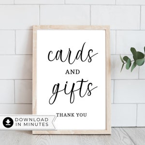 Minimalist Cards and Gifts Printable Wedding 8x10 Sign, Printable Minimalist Cards and Gifts, DIY Printable Wedding Supplies
