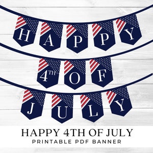 4th of July Bunting Printable, Happy 4th of July Banner Printable PDF, July 4th Decor, Printable 4th of July Banner, Fourth of July Decor