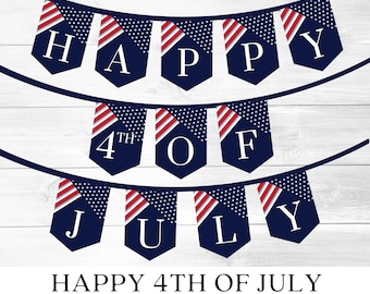 4th of July Banner Printable: Patriotic Party Decor (PDF)
