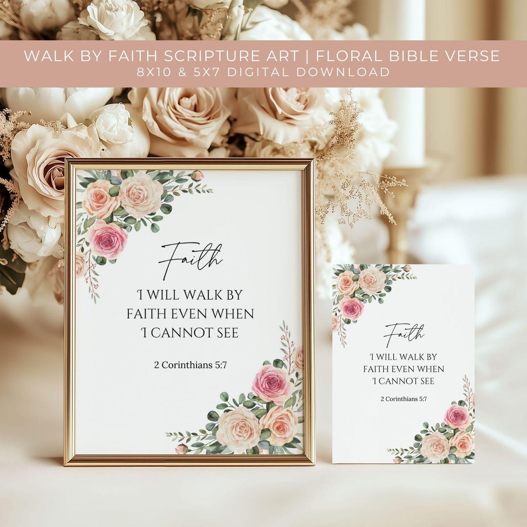 Walk by Faith Bible Verse | 2 Corinthians 5:7 Wall Art | Christian ...