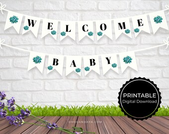 Succulent Baby Shower Banner: Welcome Baby Printable (PDF)