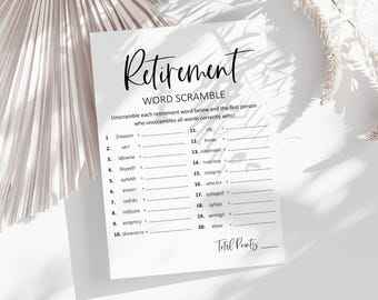 Retirement Word Scramble Game: Fun Party Puzzle (Digital Download)