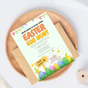 Editable Easter Egg Hunt Invitation Template | Bunny Brunch Party Invite | Corjl Instant Download | Easter Egg Hunt Invitation Template 5x7