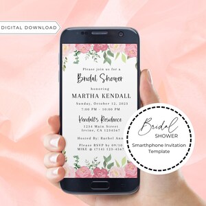 Floral Bridal Shower Electronic Smartphone Invitation Template | Bridal Shower Smartphone Evite | Smartphone Invite | Bridal Shower Evite