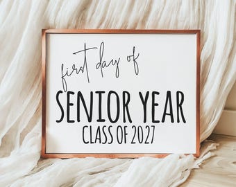 First Day of Senior Year Sign 2027, Class of 2027 Sign, 12th Grade First Day of School Sign, Senior Year Printable Photo Prop
