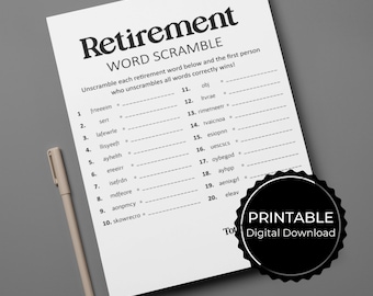 Retirement Word Scramble Game: Printable Party Activity (PDF)