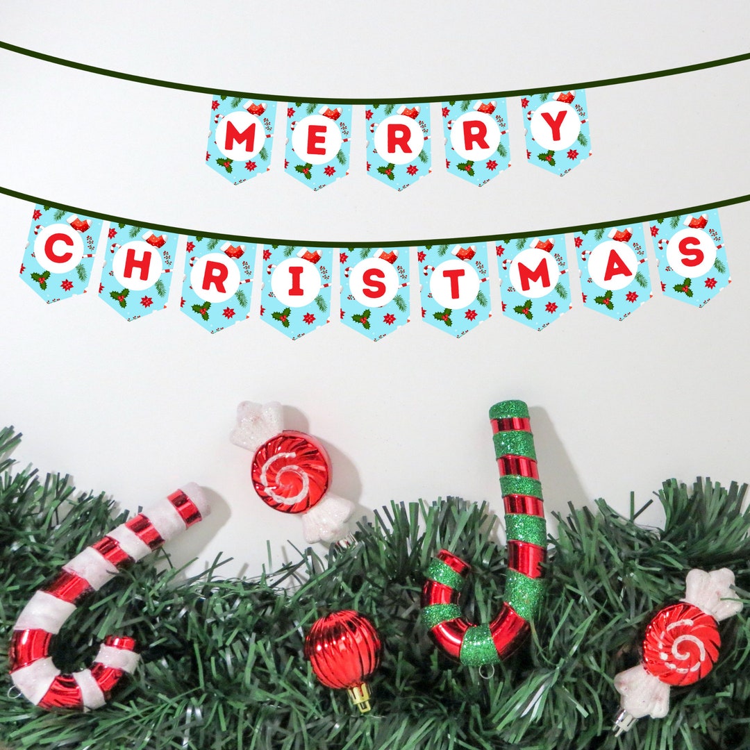 Merry Christmas Printable Banner Christmas Printable Etsy