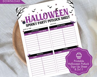 Halloween Potluck Sign-Up Sheet: Printable Party Food Form (PDF, JPG)