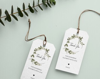 Bridal Shower Favor Tags Template: Greenery Thank You (Digital Download)
