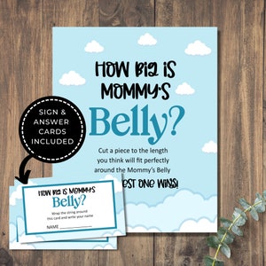 How Big is Mommys Belly Game Sign, How Big is Mommy, Baby Shower Game, 8x10 Printable Sign, How Big is Mommys Belly Sign, Digital Download