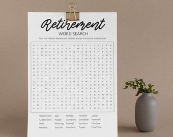 Printable Retirement Word Search Game (PDF Download)