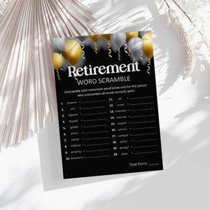 Retirement Word Scramble Game | Fun Printable Retirement Party Activity | Instant Download 5x7 | Retirement Party Activity | Retirement