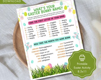 What's Your Easter Bunny Name Game Printable, Easter Party Game for Kids, Classroom Easter Activity, Spring Printable, Instant Download