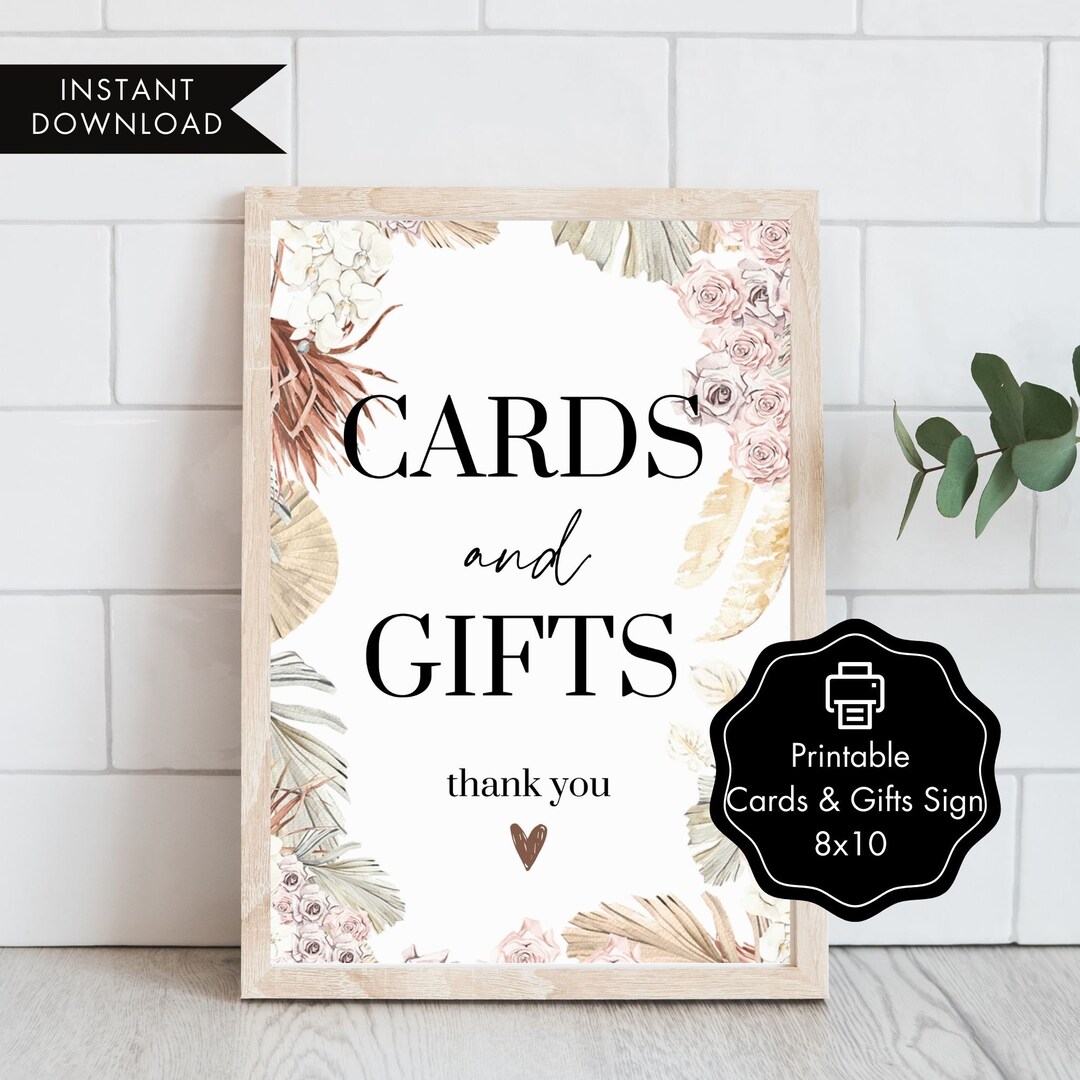 Cards and Gifts Printable Sign 8x10 | Gift Table Signage | - Etsy