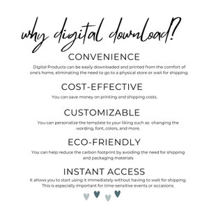 Puede incluir: Un gr&aacute;fico con el texto "why digital download?" y una lista de razones por las que las descargas digitales son convenientes, rentables, personalizables, ecol&oacute;gicas y ofrecen acceso instant&aacute;neo.