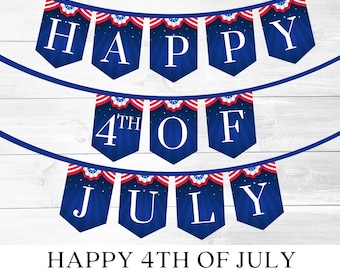 4th of July Banner Printable: Patriotic Party Decor (PDF)