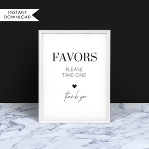 Minimalist Party Favors Printable Sign 8x10, Wedding Favors Sign, Baby Shower Sign, Please Take One Favor, Favor Sign, Minimalist Wedding