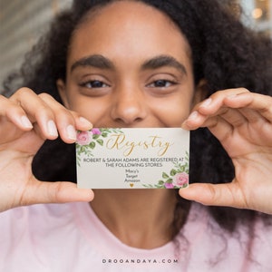 Registry Card Editable Template for a Wedding or a Bridal Shower Event, Invitation Insert Cards