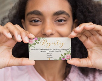 Plantilla editable de tarjeta de registro para una boda o un evento de despedida de soltera, tarjetas de invitación
