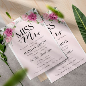Floral Miss to Mrs Bridal Shower Invitation | Editable Corjl Template | Printable 5x7 Invite | Digital Download | Instant Access