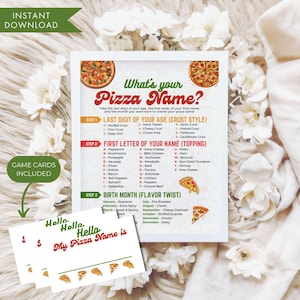 What&#39;s Your Pizza Name Game Printable Funny Party Activity | Instant Download Pizza Party Game for Kids Adults Classroom | Work Party Game