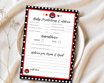 Ladybug Baby Shower Game: Predictions & Advice Cards (5x7) (Digital Download)
