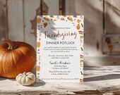 Editable Friendsgiving Invitation | Thanksgiving Potluck Dinner Invite | Fall-Themed Customizable Template | Printable 5x7 Digital Download
