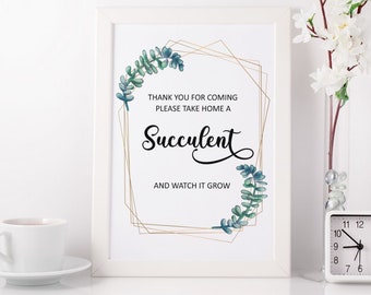 Greenery Succulent Baby Shower Sign: 8x10 Printable (Digital Download)