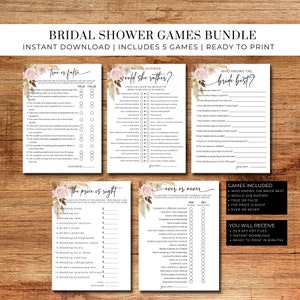 Bridal Shower Games Bundle, Printable Bridal Shower Games, Boho Floral Bridal Shower, Bridal Shower Games Package, Shower Games Bundle