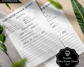 Minimalist Baby Prediction Cards: Advice for New Parents (Printable Baby Shower Game)