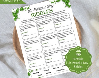 St. Patrick's Day Riddles Game: Printable Puzzle (PDF)