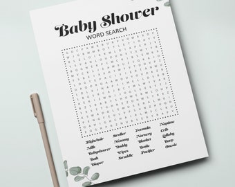 Eucalyptus Baby Shower Word Search Game (Digital Download)