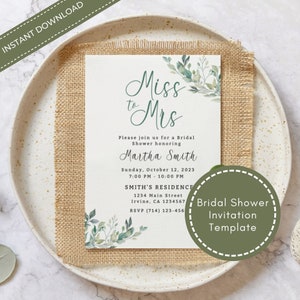 Miss to Mrs Bridal Shower Invitation Template in Corjl, Bridal Shower Invite, Ms to Mrs Invitation, Miss to Mrs Shower Invitation