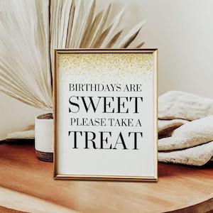 Birthday Treat Table Sign: Gold Confetti Decor (8x10 Printable)