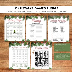 Christmas Games Bundle Printable 8.5x11 JPG, Holiday Party Games, Printable Christmas Game Bundle, Holiday Christmas Games, Office Party