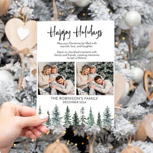 Editable Christmas Photo Card | Happy Holidays 2024 | Custom Family Holiday Card | Printable 5x7 Digital Download in Corjl | Christmas Card