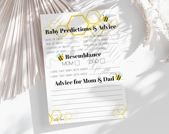 Bumble Bee Baby Shower Game: Prediction & Advice Cards (Digital Download)