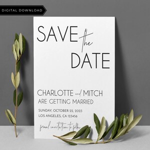 Save The Date invitation Template, Save the Date Announcement Printable Card, Personalized Wedding Invitations, Greenery Save The Date 5x7