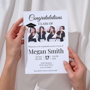 Class of 2025 Graduation Party Invitation Template Editable in Corjl, Photo Graduation Invite, Instant Download Printable, Graduation Invite