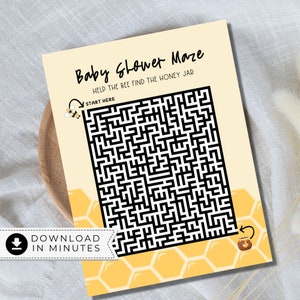 Bee Theme Baby Shower Maze, Baby Shower Game Activity for Children, Maze Game, Printable Baby Shower Game, Maze Puzzle Instant Download