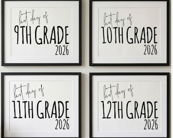 Paquete imprimible para el último día de clases de la preparatoria, letreros para 9.º, 10.º, 11.º y 12.º grado, letreros para el último día de clases 2026