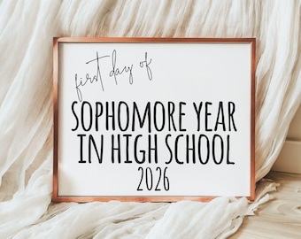 First Day of Sophomore Year Sign 2026, 10th Grade First Day of School Sign, High School Sophomore Printable, Back to School Sign