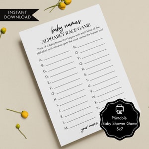 Minimalist Baby Shower Alphabet Race Game | ABC Alphabet Game | Fun Baby Shower Games | DIY Baby Shower Printable | Baby Shower Ideas