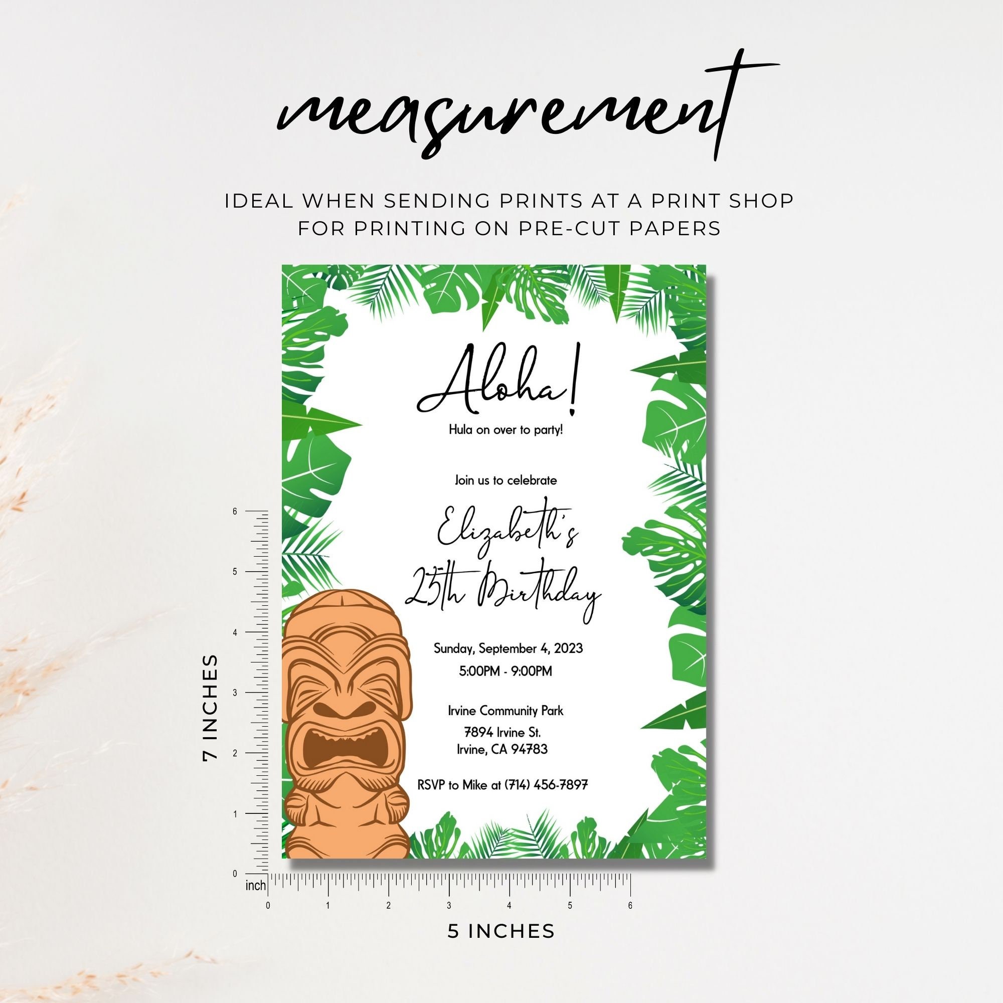 Hawaiian Birthday Invitation Template, Aloha Hawaiian Party Invitation ...