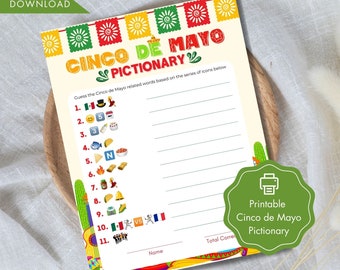 Cinco de Mayo Pictionary Game: Printable Party Activity (Digital File)